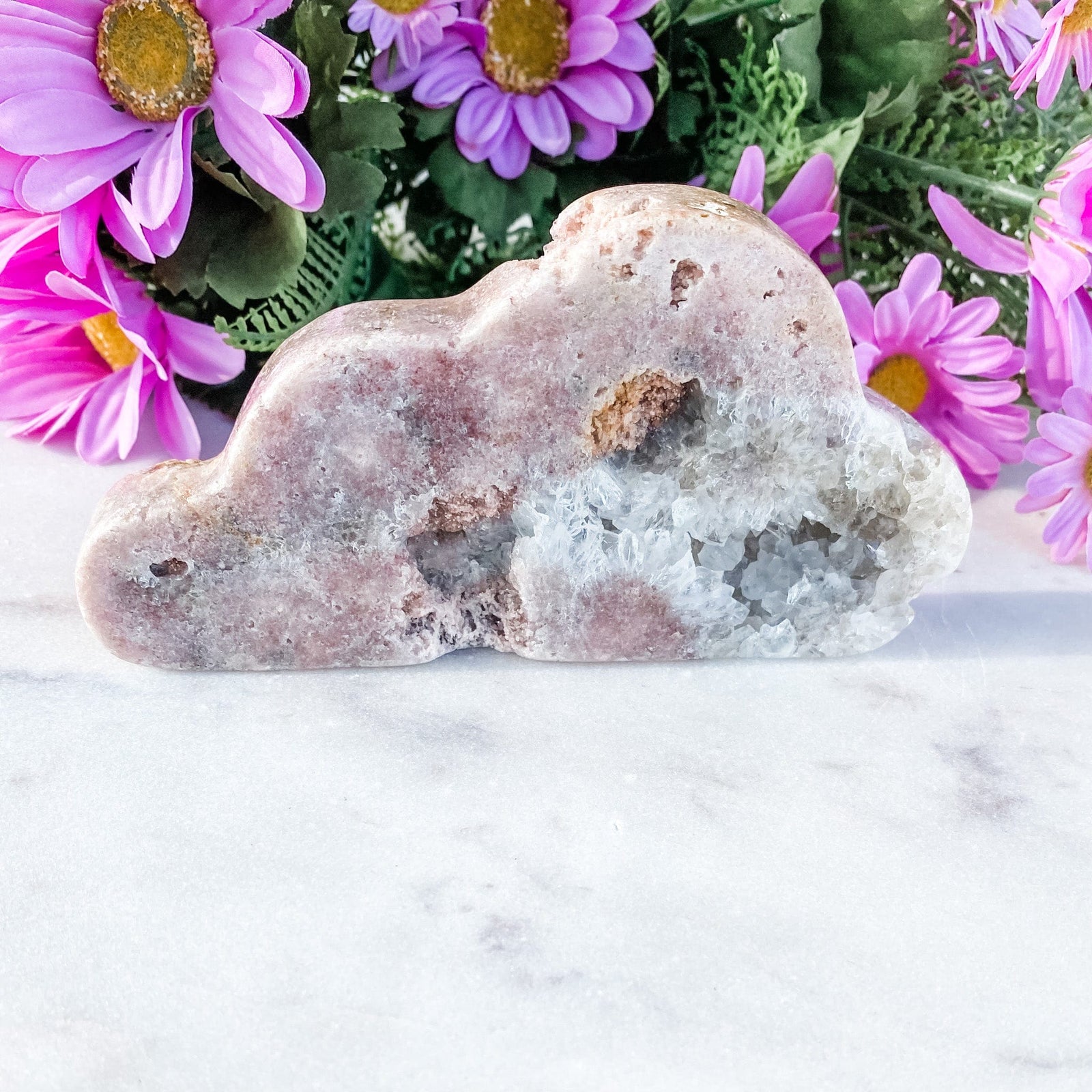 S1677 pink amethyst crystal cloud shaped self standing stone with druzy australia. buy pink amethyst crystal australia. gemrox sydney 1
