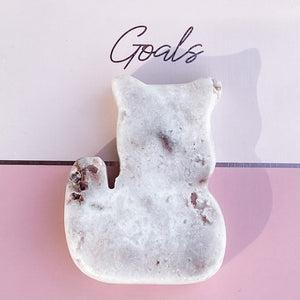 S1681 pink amethyst crystal cat shaped stone with druzy australia. pink amethyst cat australia. gemrox sydney 1