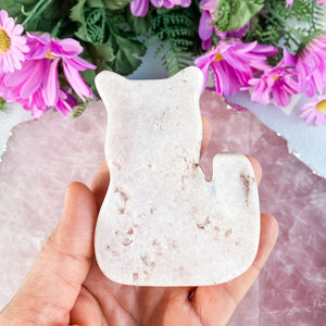 S1681 pink amethyst crystal cat shaped stone with druzy australia. pink amethyst cat australia. gemrox sydney 1