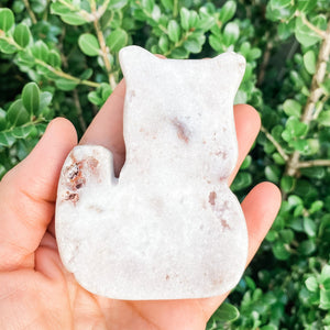 S1681 pink amethyst crystal cat shaped stone with druzy australia. pink amethyst cat australia. gemrox sydney 1