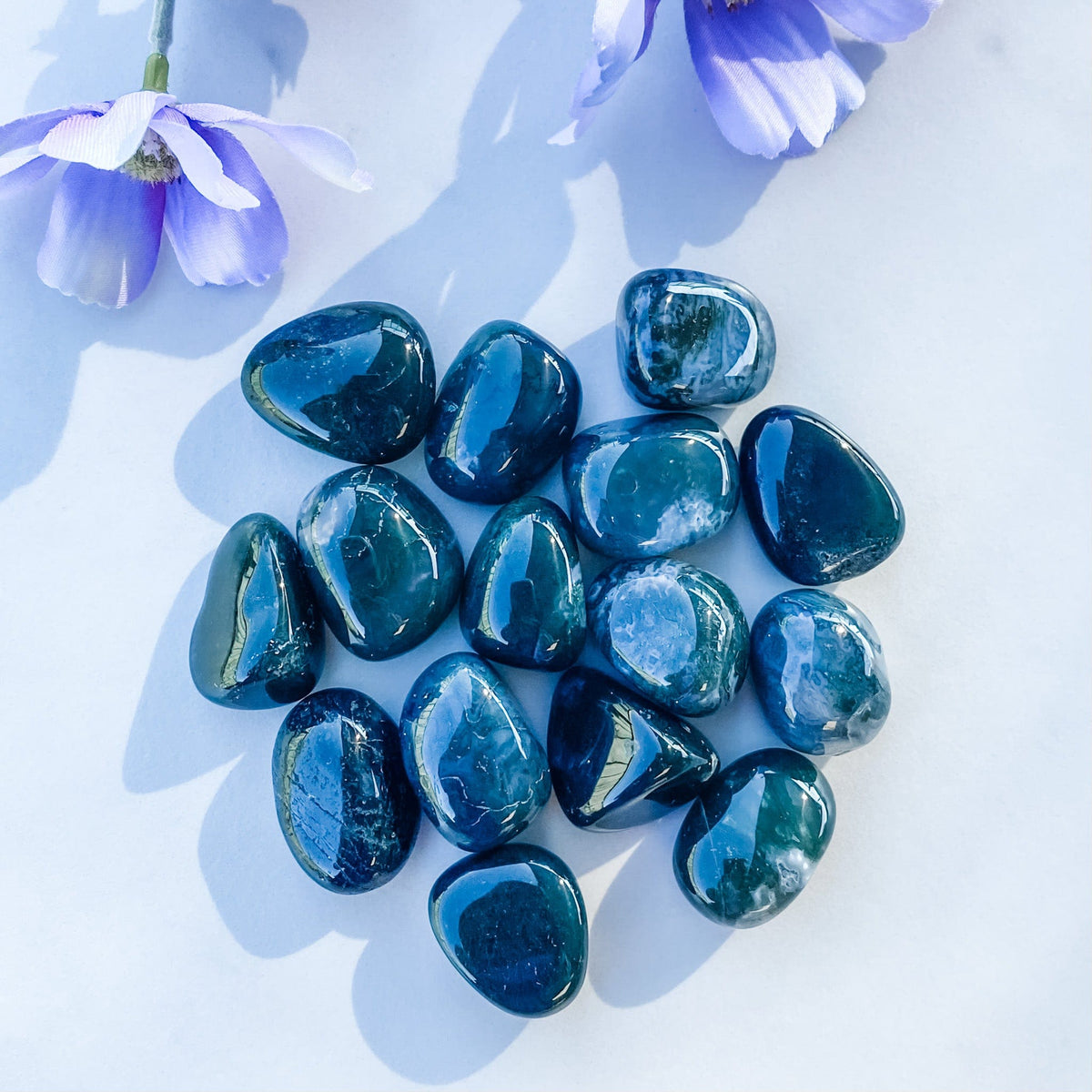 S1705 Moss agate crystal tumbled tumbles stones 3cm australia.buy moss agate crystal australia. gemrox sydney 1