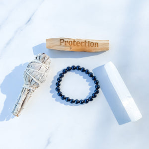 S1719 Black obsidian crystal stone stretch beaded 8mm healing protection bracelet australia. black obsidian jewellery australia. gemrox sydney 1