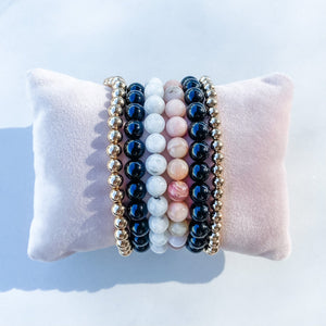 S1719 Black obsidian crystal stone stretch beaded 8mm healing protection bracelet australia. black obsidian jewellery australia. gemrox sydney 1