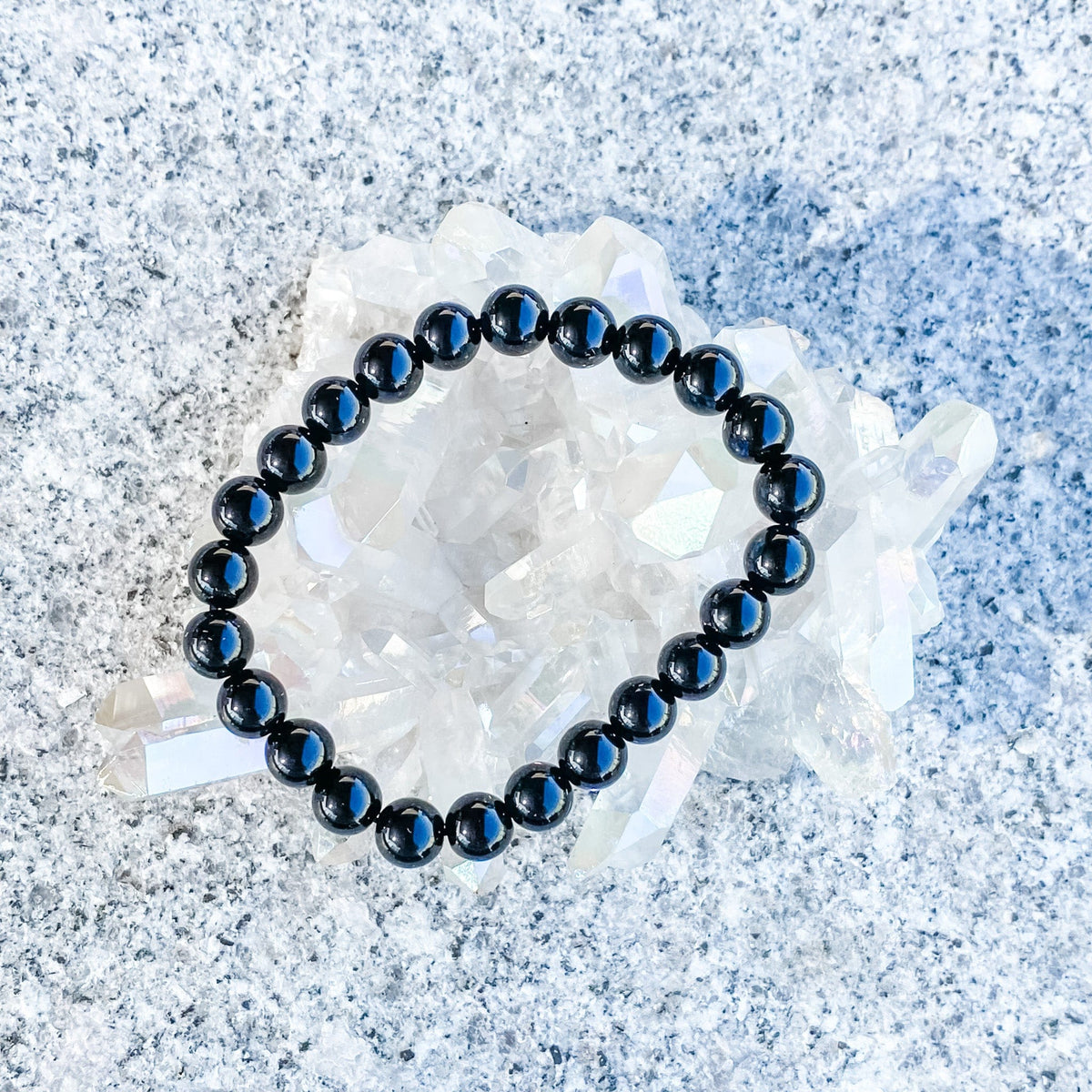 S1719 Black obsidian crystal stone stretch beaded 8mm healing protection bracelet australia. black obsidian jewellery australia. gemrox sydney 1