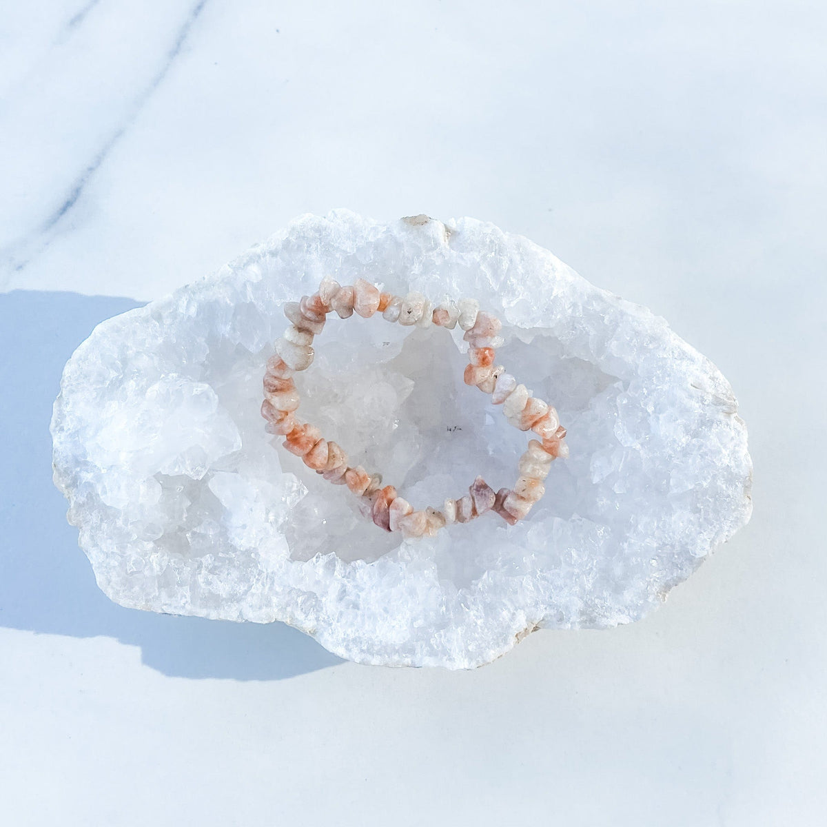 S1729 Sunstone crystal chip healing stretch elastic bracelet australia. sunstone bracelets jewellery australia. gemrox sydney 1