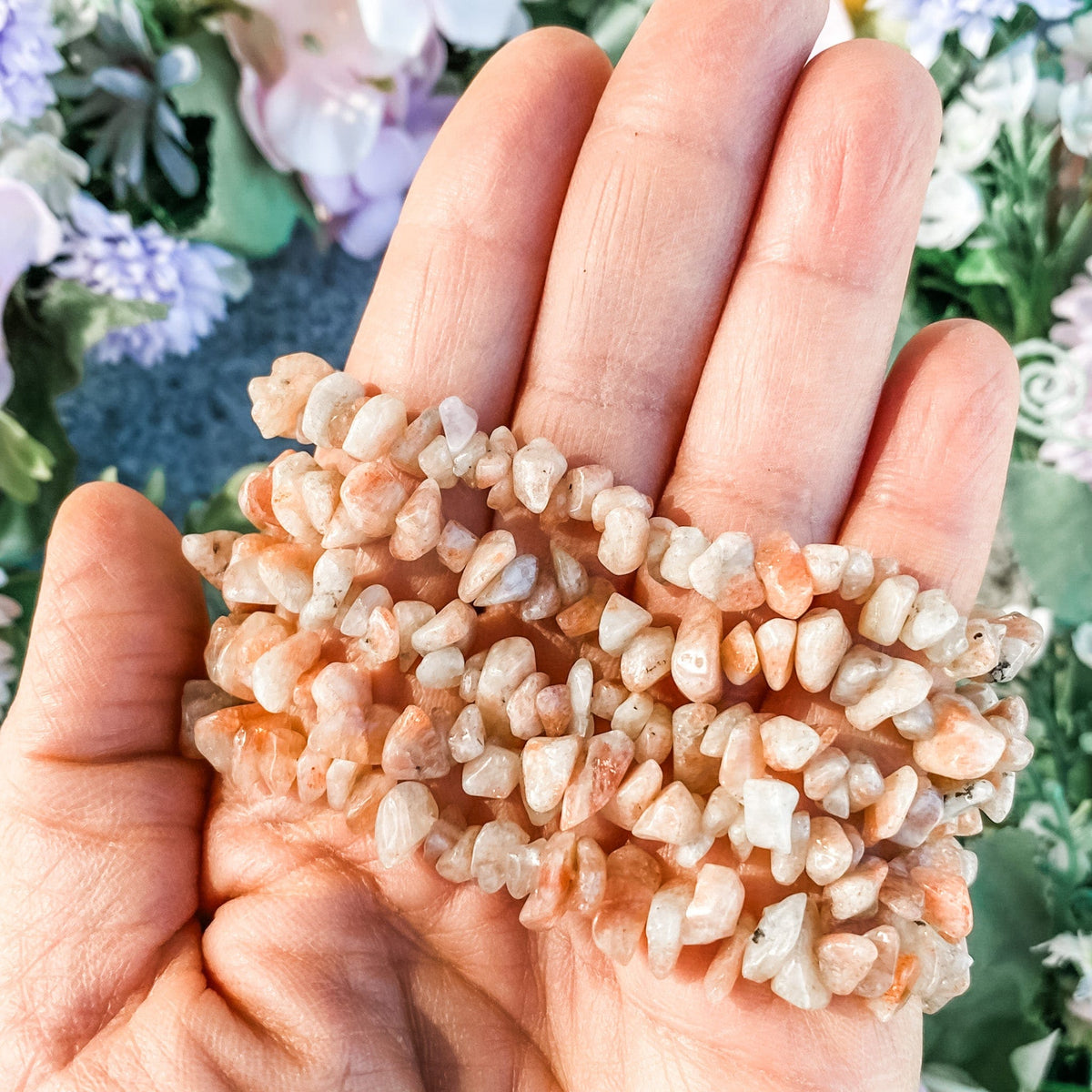 S1729 Sunstone crystal chip healing stretch elastic bracelet australia. sunstone bracelets jewellery australia. gemrox sydney 1