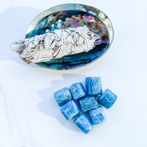 S1753 Dark Blue apatite crystal tumble tumbled stone 3cm australia. buy apatite blue crystals australia. gemrox sydney 1