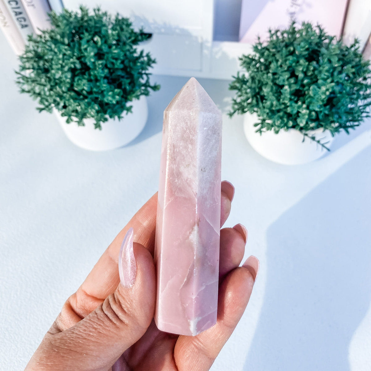 S1799 pink opal crystal tower generator point 10cm australia. buy pink opal crystal sydne australia. gemrox sydney 1