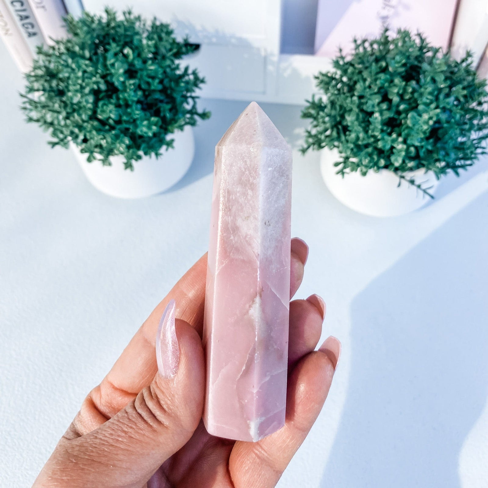 S1799 pink opal crystal tower generator point 10cm australia. buy pink opal crystal sydne australia. gemrox sydney 1