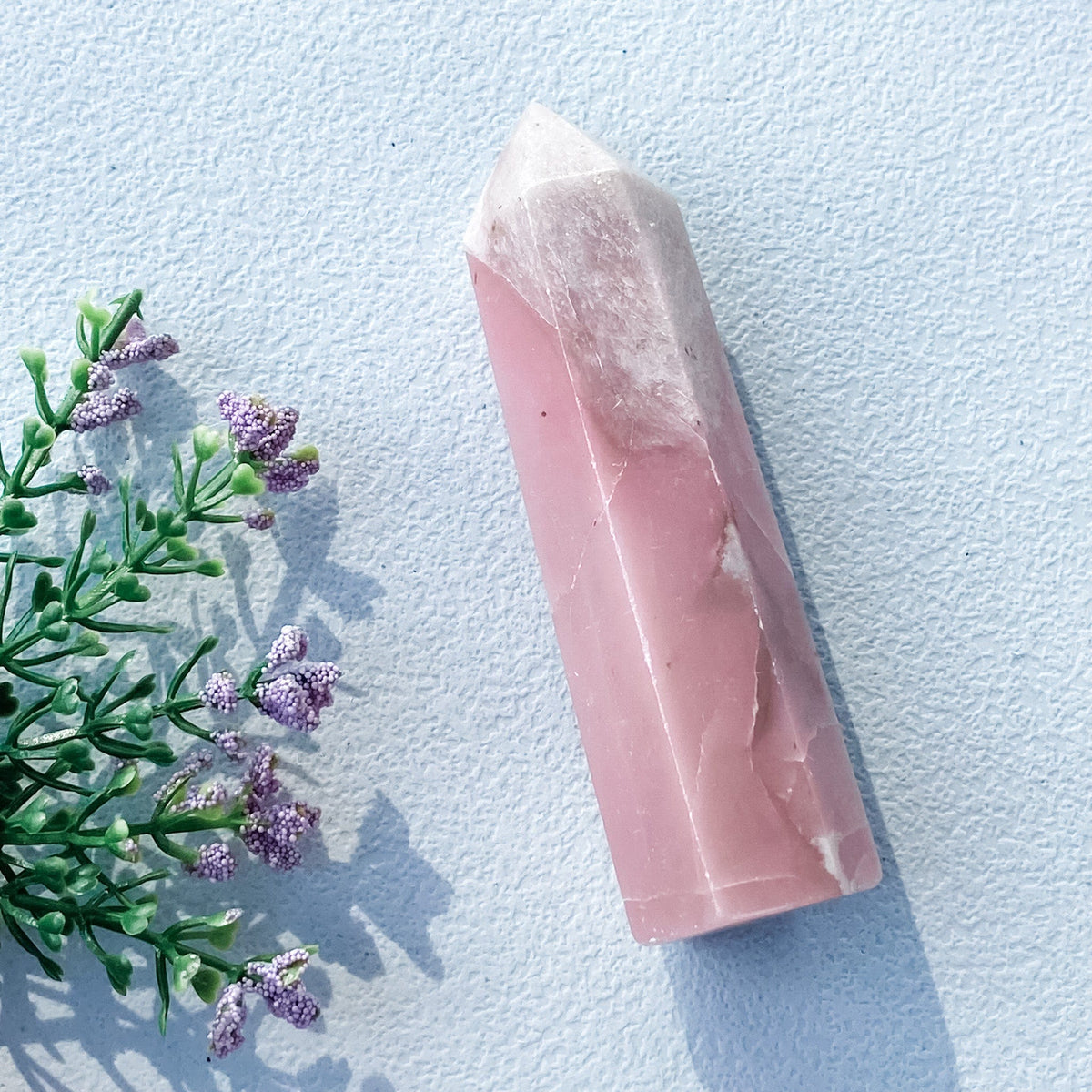 S1799 pink opal crystal tower generator point 10cm australia. buy pink opal crystal sydne australia. gemrox sydney 1