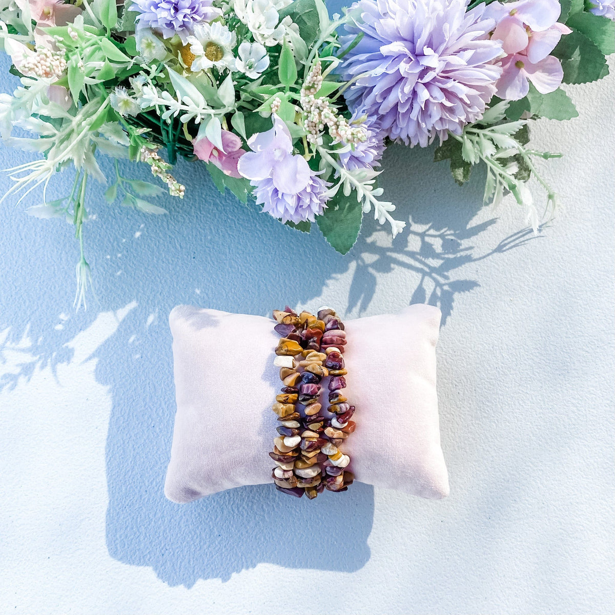 s1634 mookaite jasper crystal chip stone stretch elastic bracelet australia. mookaite crystal bracelet australia. gemrox sydney 1