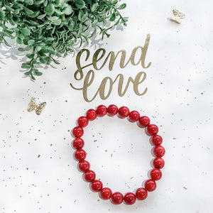 red agate crystal beaded 8mm stretch healing chakra bracelet gemrox