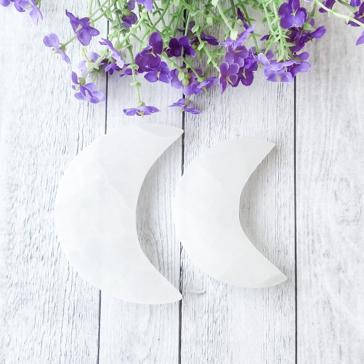 selenite flat moon shaped charging plate gemrox australia