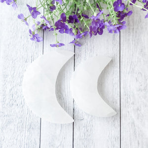 selenite crystal moon shaped charging plate gemrox australia