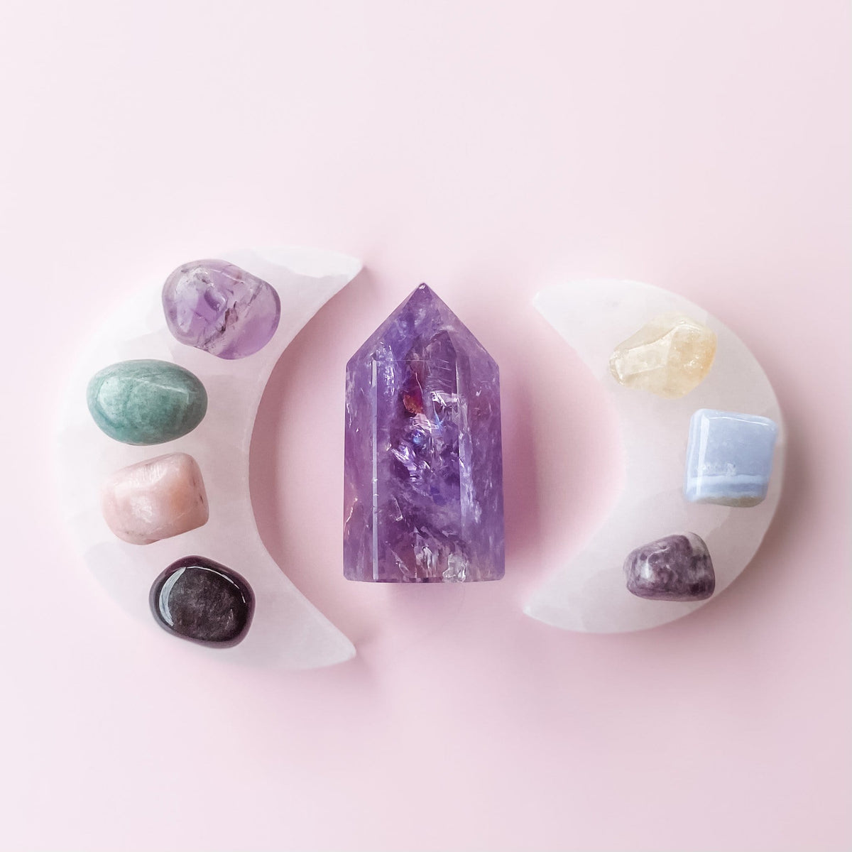 selenite flat moon shaped charging plate gemrox australia