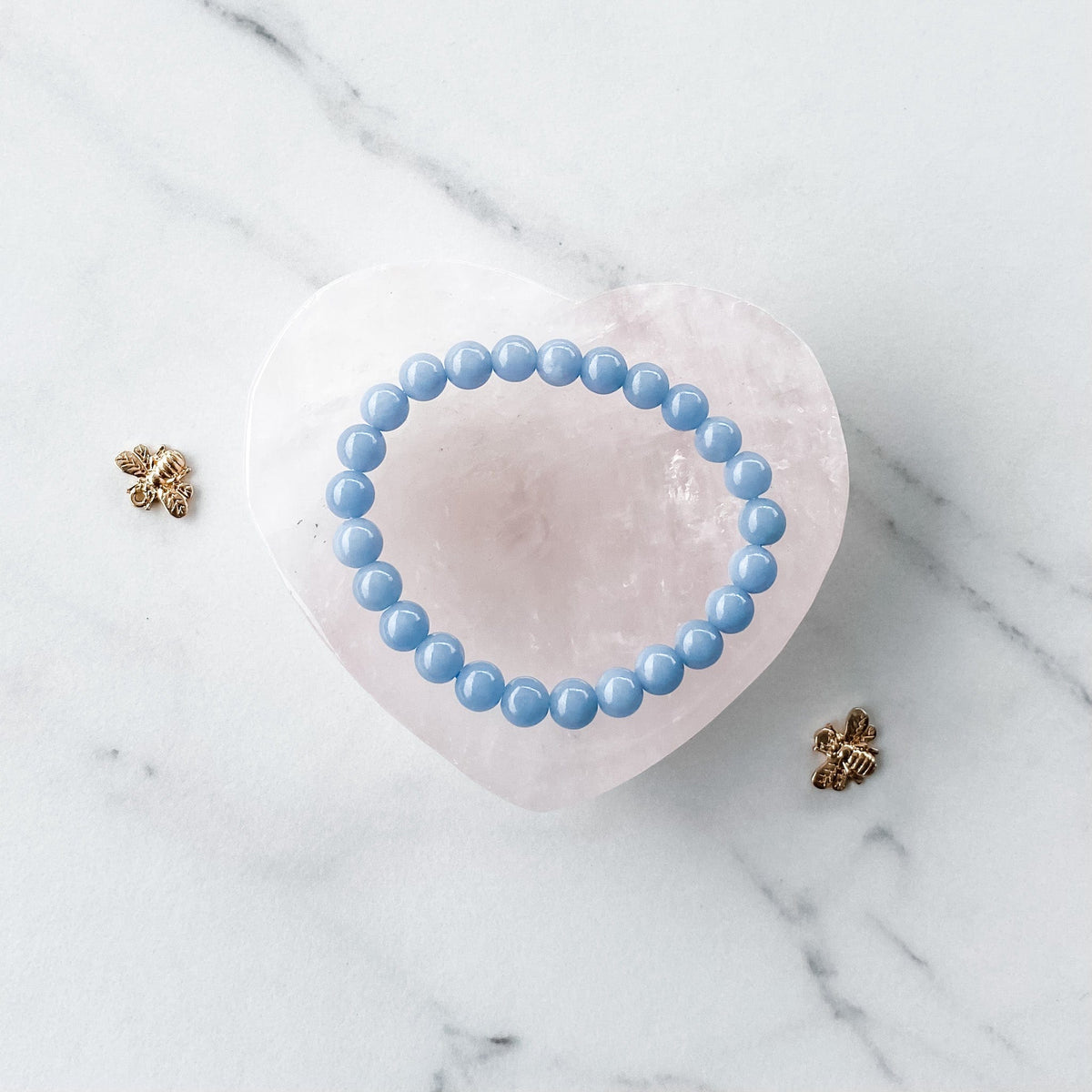 S1178 Angelite crystal beaded 8mm stone stretch