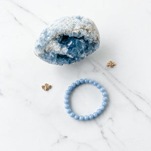 S1178 Angelite crystal beaded 8mm stone stretch