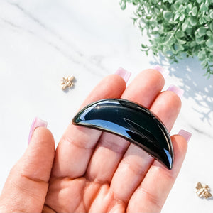 S1207 Crystal Moon Crescent Carving Stone Rose Quartz Angelite Black Obsidian White Howlite Gemrox crystals australia