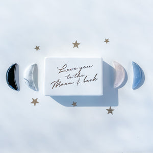 S1207 Crystal Moon Crescent Carving Stone Rose Quartz Angelite Black Obsidian White Howlite Gemrox crystals australia