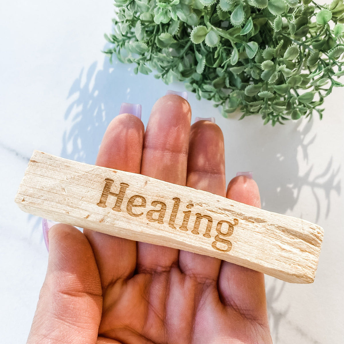 S1262 Palo Santo wood stick with burned wood engraved words australia gemrox sydney 1