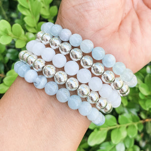 S1368 Aquamarine crystal stone stretch elastic bracelet australia. gemrox sydney 22