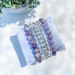 Lepidolite Stone Stretch Beaded Bracelet-8mm