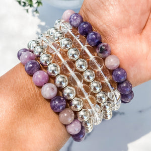Lepidolite Stone Stretch Beaded Bracelet-8mm