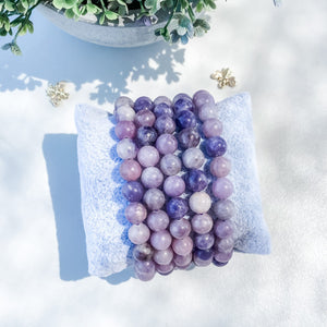 Lepidolite Stone Stretch Beaded Bracelet-8mm