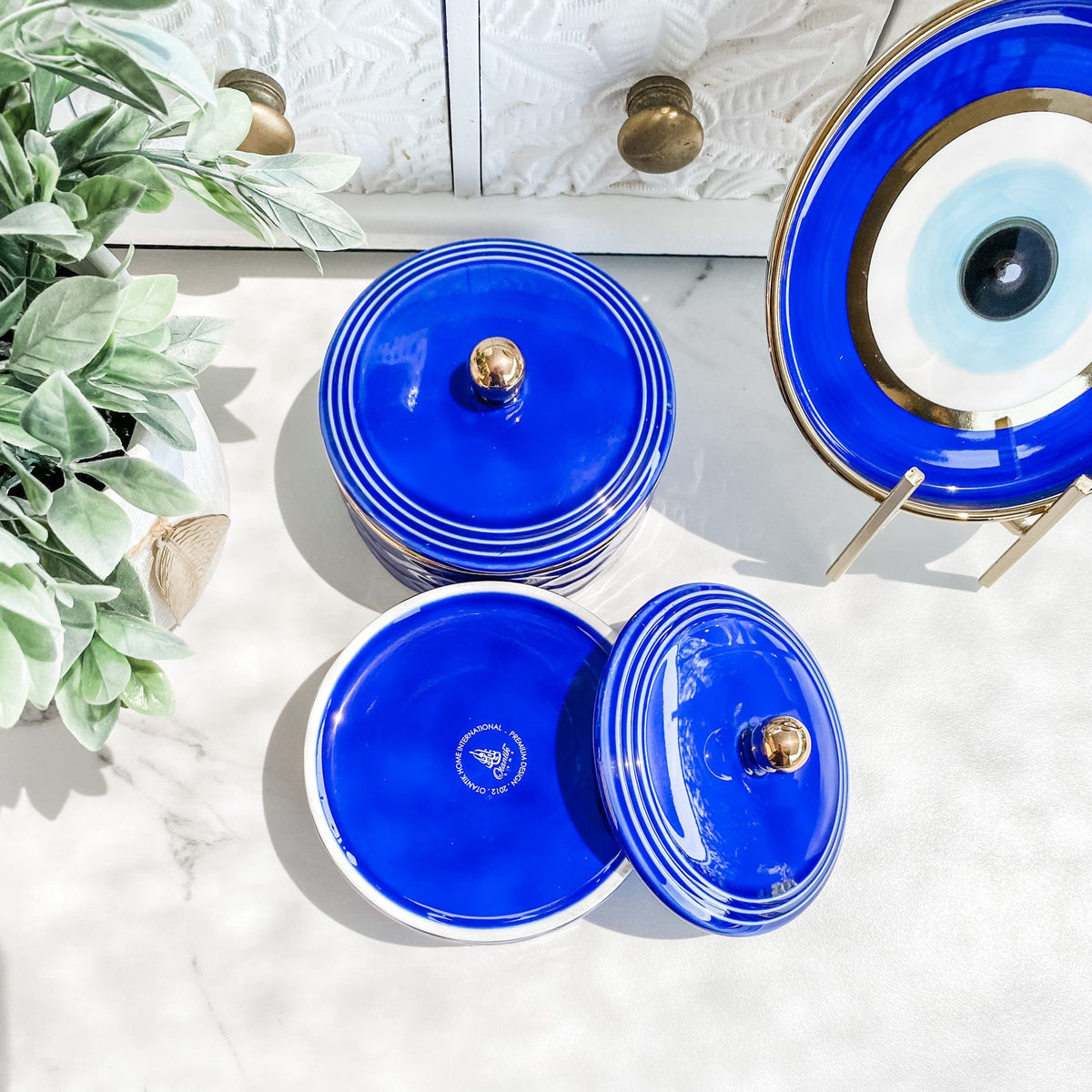 S1455 turkish evil eye ceramic trinkett bowl with lid home decor australia gemrox sydney 1