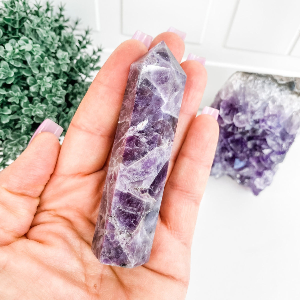 S316 Amethyst chevron crystal tower generator point australia natural stone amethyst tower australia gemrox sydney 1