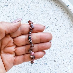 rhodonite crystal chip beaded stone healing elastic stretch bracelet australia