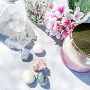 clear quartz crystal raw stone in frosted glass home decor australia