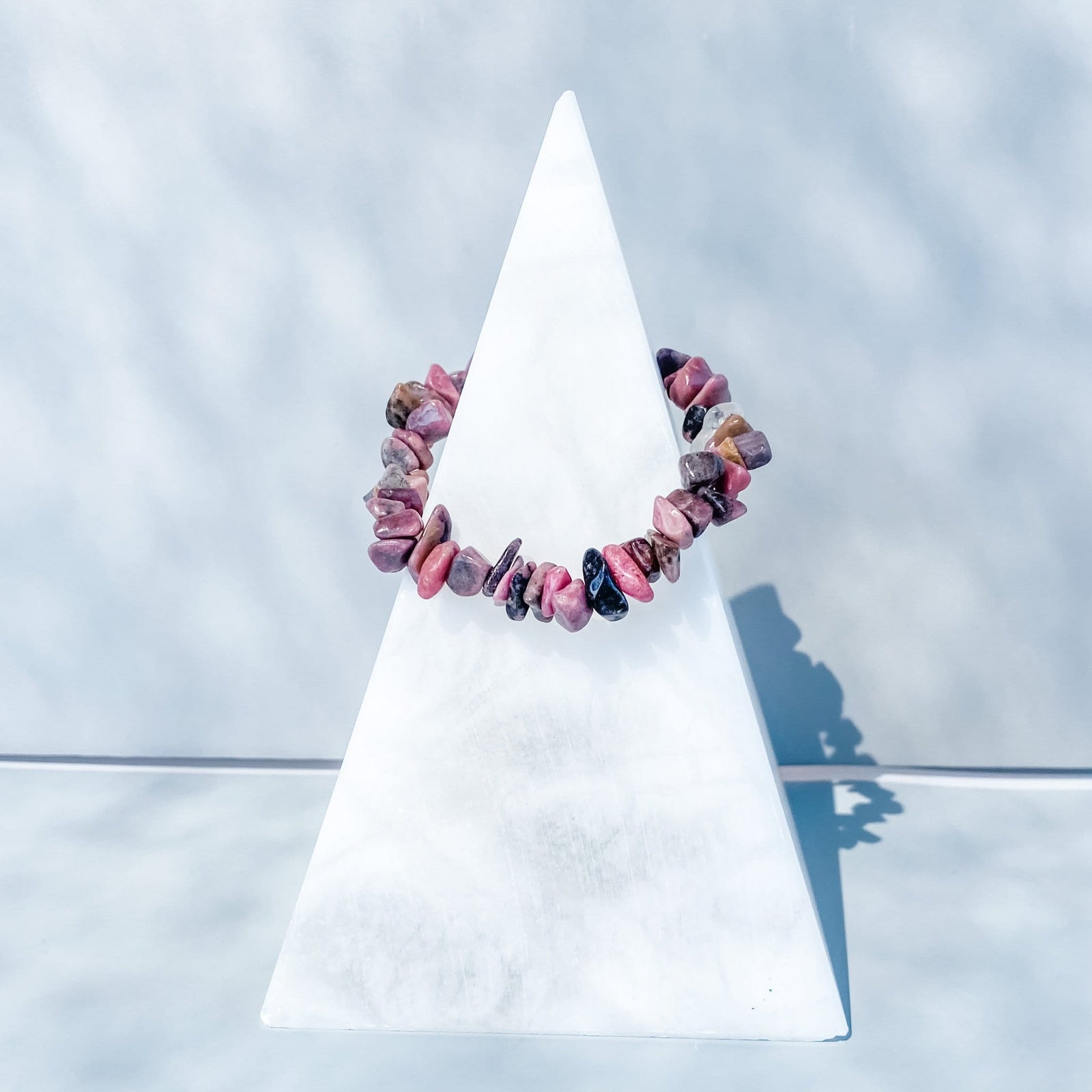 Rhodonite crystal chip healing stretch bracelet australia