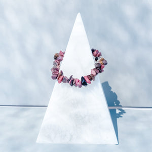 rhodonite crystal chip stretch healing chakra bracelet australia gemrox