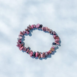 rhodonite crystal chip stretch healing chakra bracelet australia gemrox