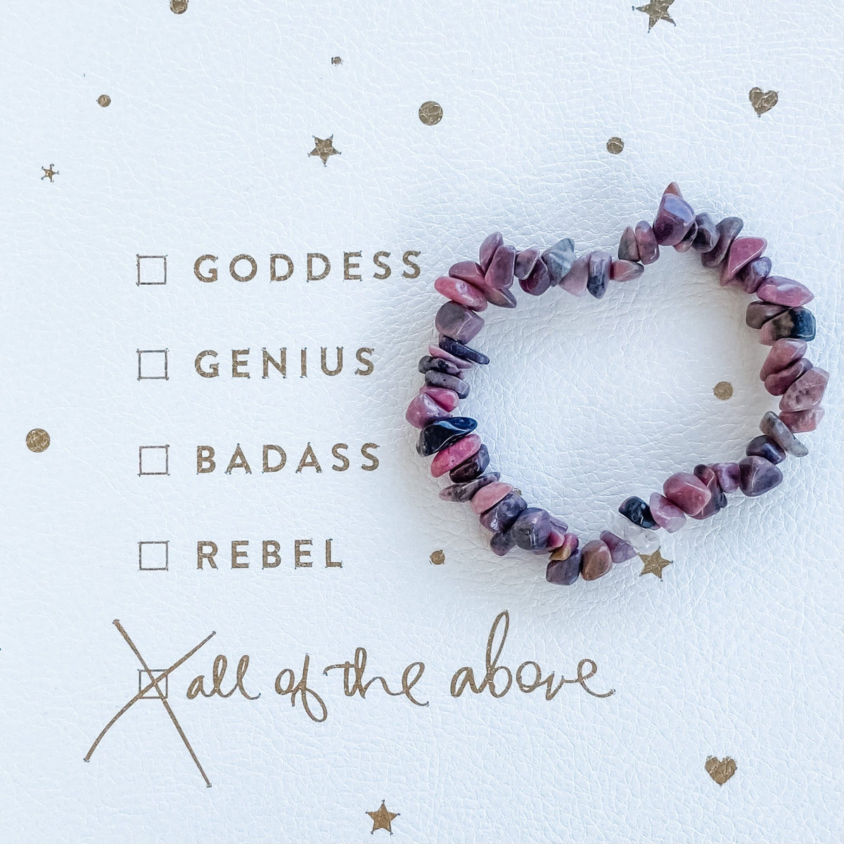 Rhodonite crystal chip healing stretch bracelet australia