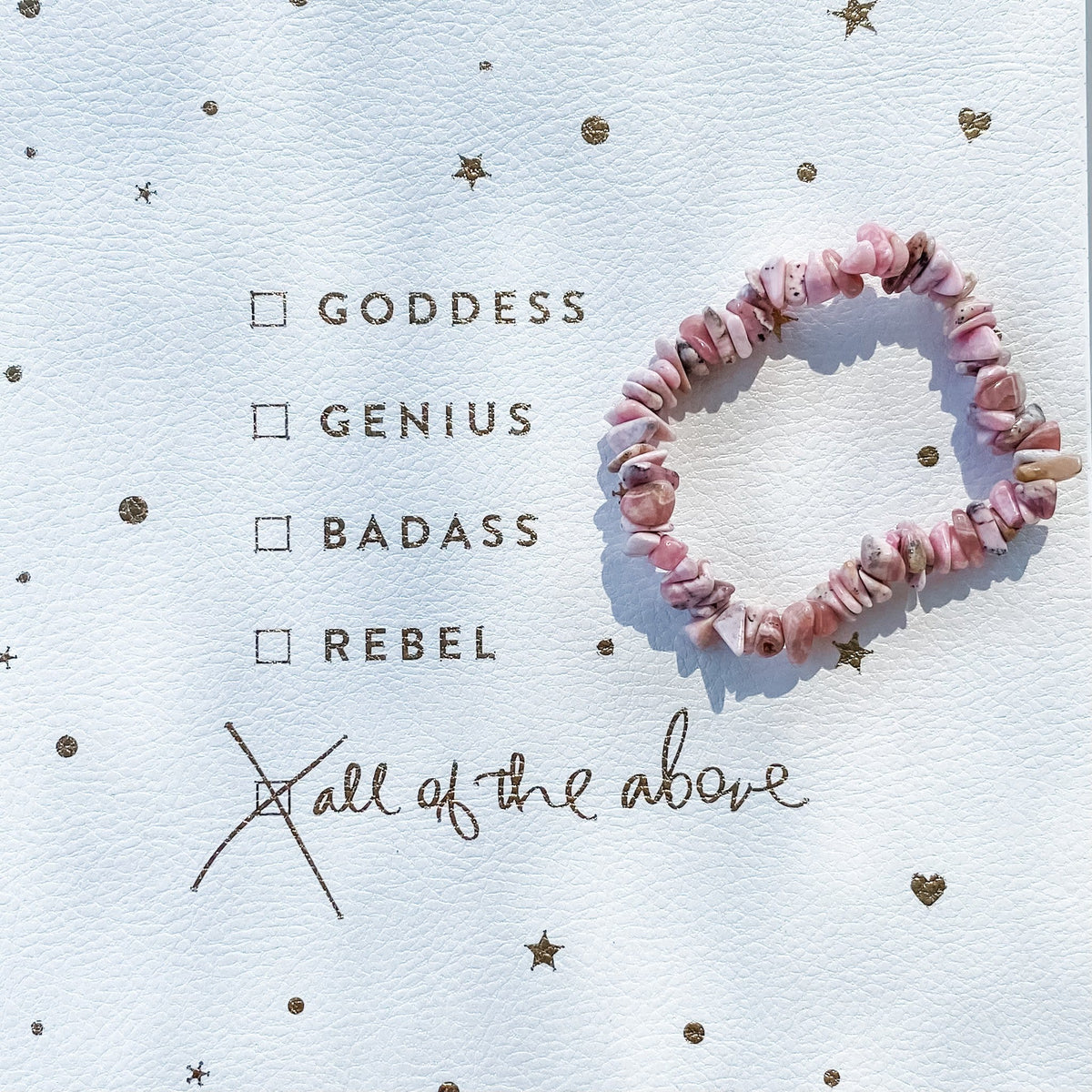 Rhodochrosite crystal chip healing stretch bracelet australia