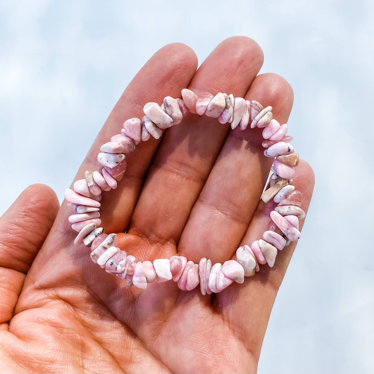 Rhodochrosite crystal chip healing stretch bracelet australia
