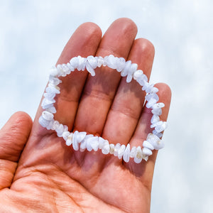 Blue lace agate crystal chip stretch healing bracelet australia