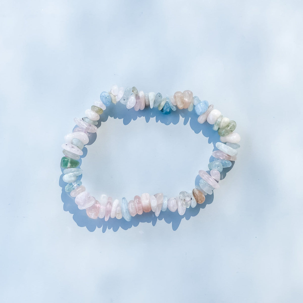 Morganite crystal chip healing stretch bracelet australia