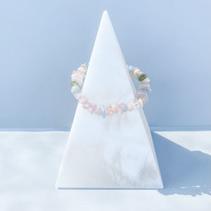 morganite crystal chip stone stretch healing chakra bracelet australia gemrox