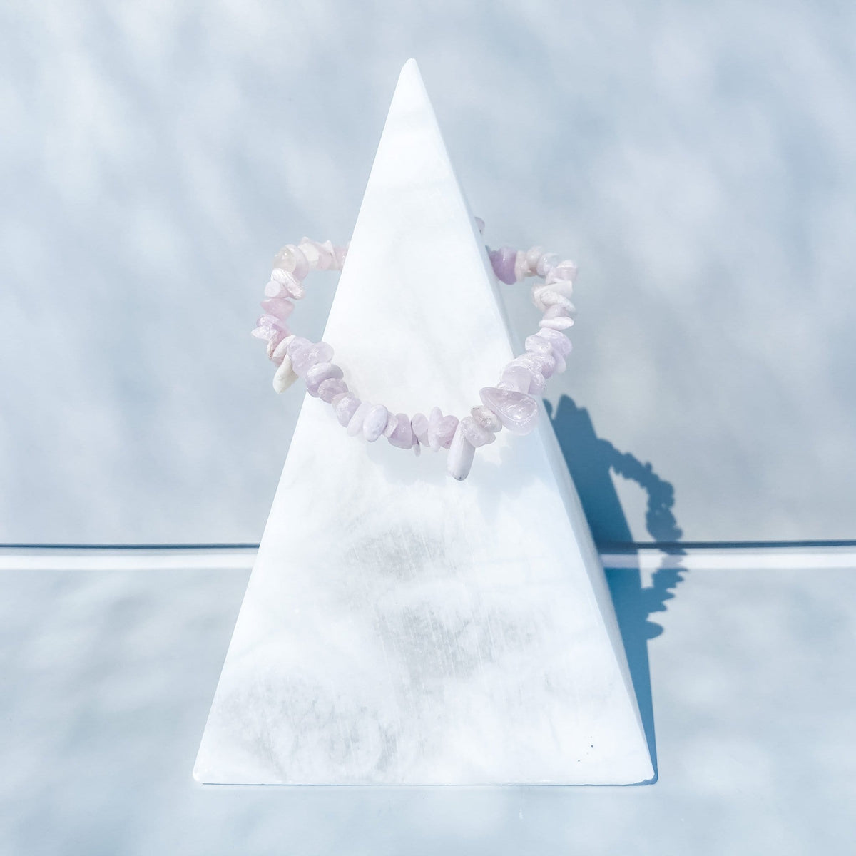 Kunzite crystal chip stone stretch bracelet australia