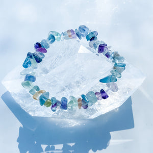 fluourite rainbow crystal chip healing stretch bracelet australia gemrox