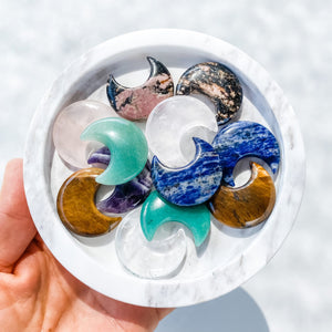 mini moon crescent shaped crystal stone carvings rose gemrox australia