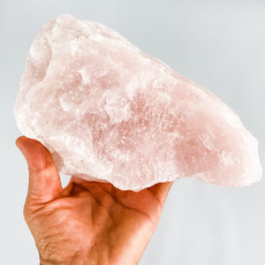 Rose Quartz Raw Rough Stone chunk with stand decor gemrox australia