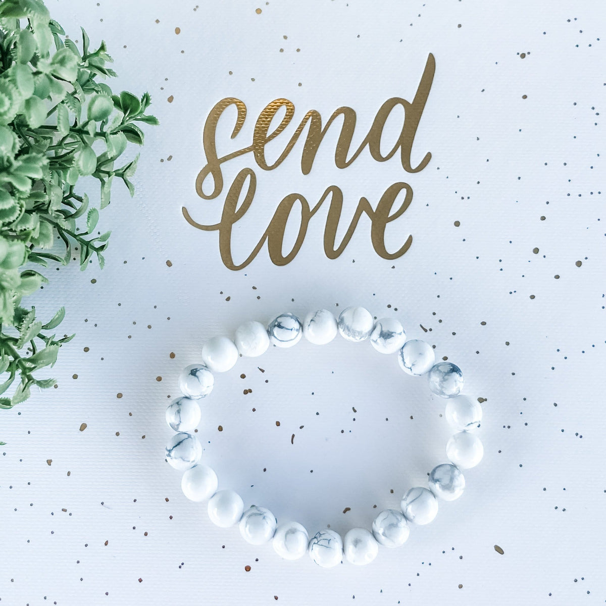 white howlite crystal stone beaded stretch elastic bracelet gemrox australia