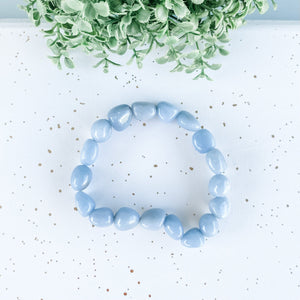 Angelite crystal stone nugget stretch bracelet gemrox australia