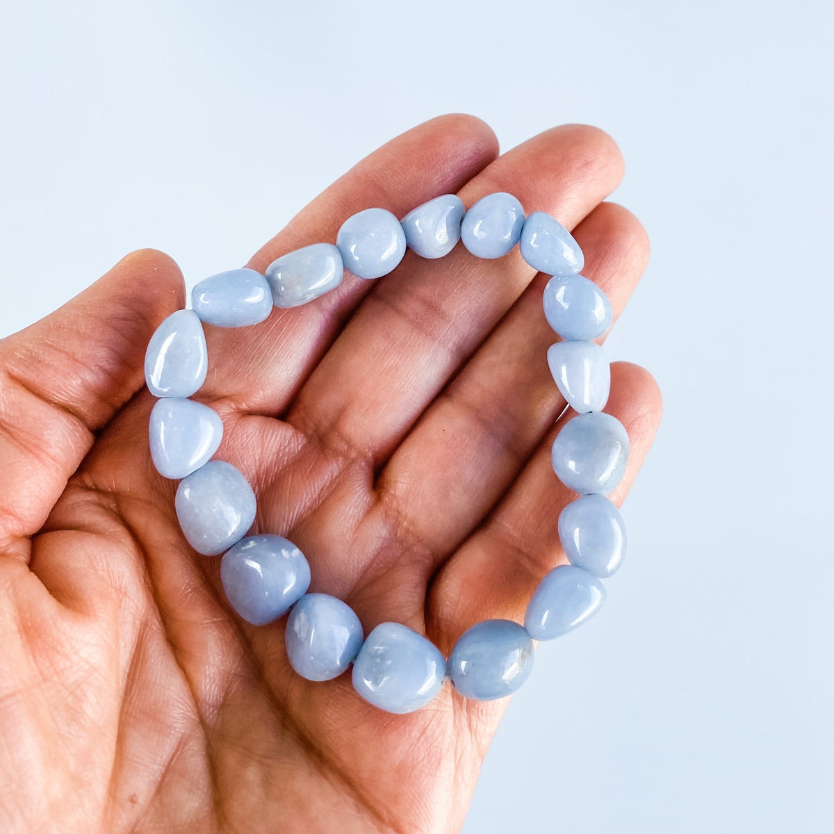 Angelite crystal stone nugget stretch bracelet gemrox australia