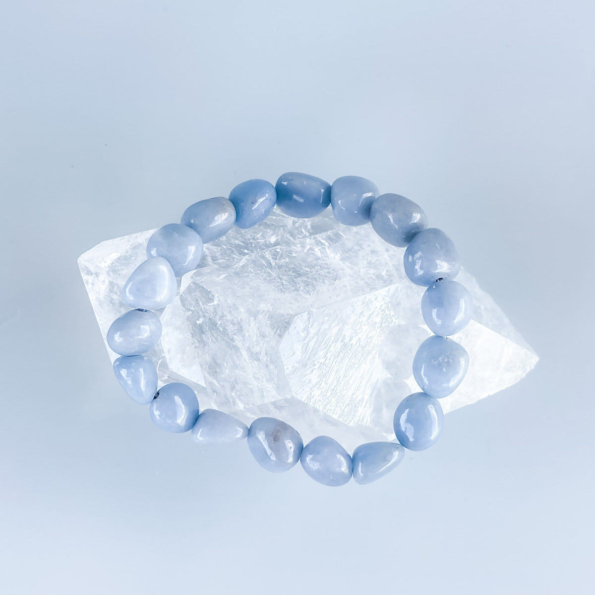 Angelite crystal stone nugget stretch bracelet gemrox australia