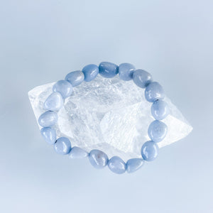 Angelite crystal stone nugget stretch bracelet gemrox australia